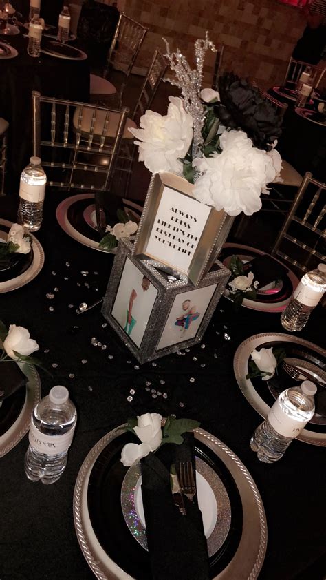 black and silver centerpiece ideas